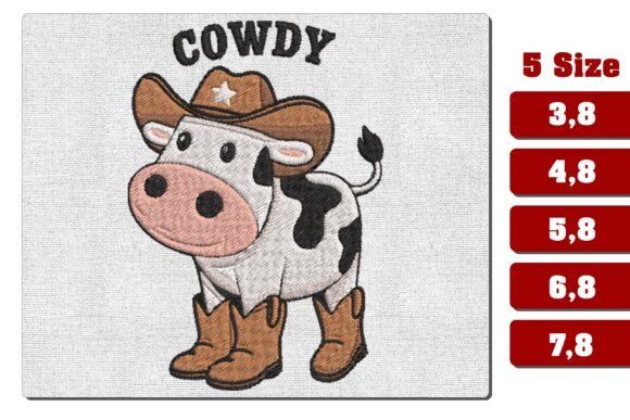 Cowdy Cow Embroidery - Western Cowgirl