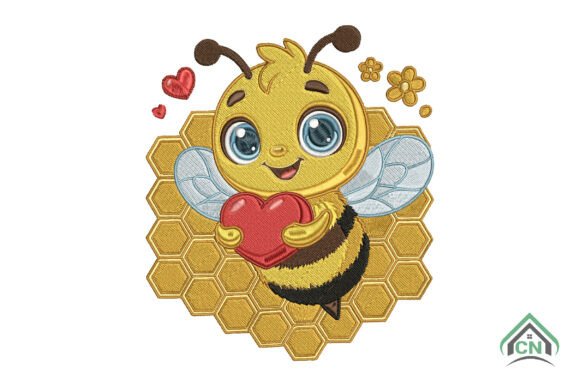 Cute Bee with Heart Embroidery Design Review for Apparel Projects