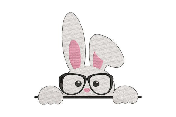 Cute Bunny with Glasses Embroidery