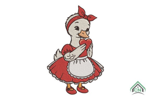 Cute Duck with Heart Embroidery Design Review