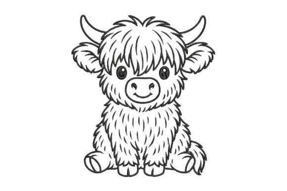Cute Highland Cow Embroidery