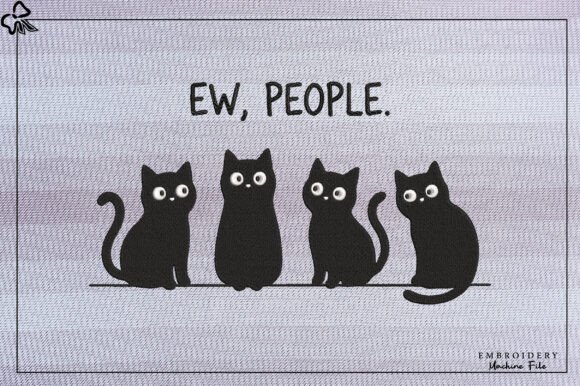 Ew People Cat Embroidery Design