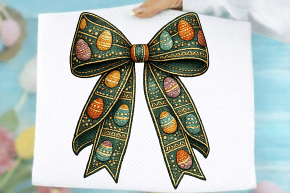Faux Embroidery Easter Bow PNG Review for Seasonal Products