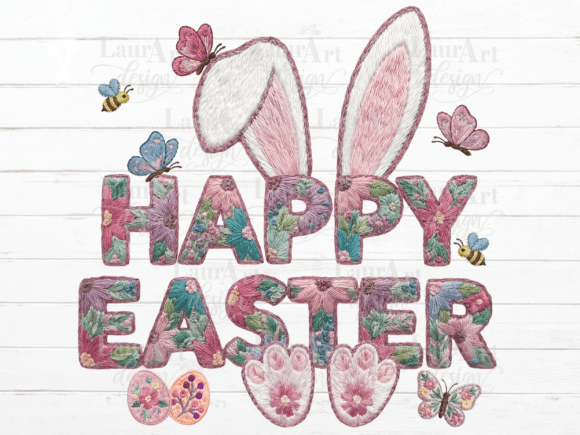 Happy Easter Faux Embroidery Bunny Ears Design Review