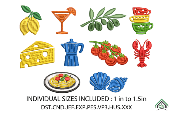 Italian Summer Icons Embroidery Design – A Mediterranean-Inspired Must-Have