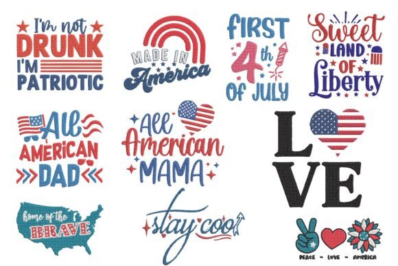 Patriotic Family Quotes Embroidery Bundle